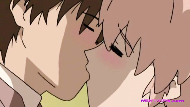 Anime couple kissing passionately in Submission Central hentai