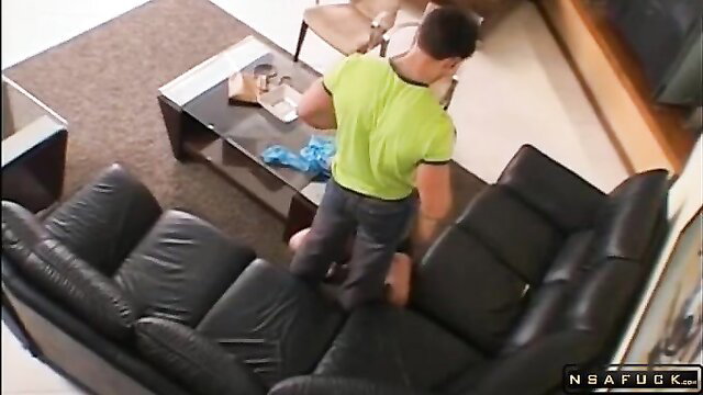 Man in lime green shirt positions for deep anal on stacked babe