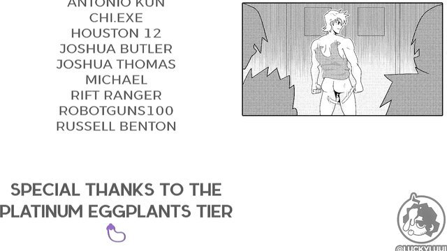 Muscular anime hunk Joshua Butler bare ass in gym bathroom gay scene