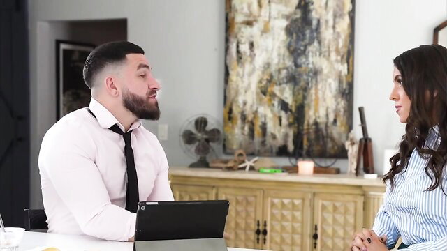 Valentina Bellucci in hot stepmom interview with handsome guy