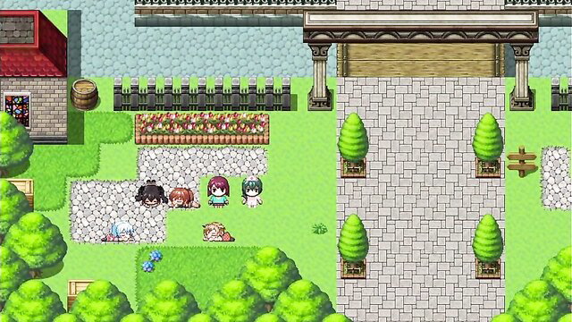 Cute anime girls in skirts outdoors, farts grabs gameovers hentai