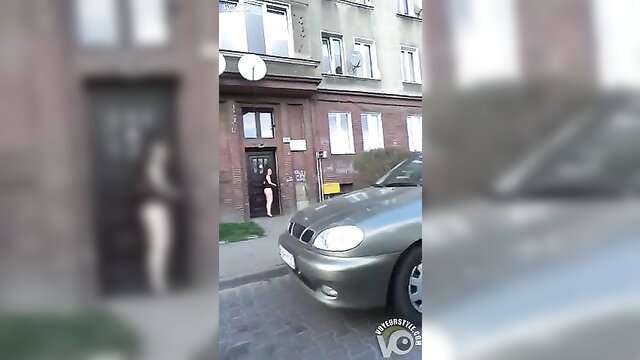 Redhead arrested for public nudity, nude by door near car