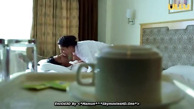 Indian man seduces young neighbor girl in bed kissing passionately