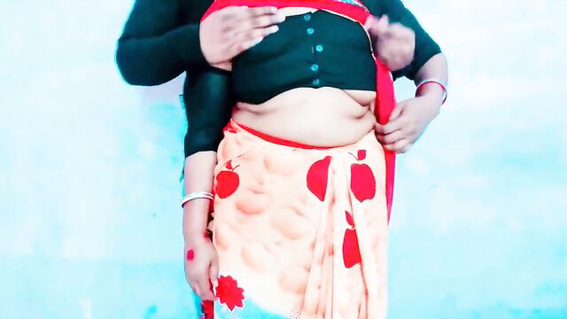 Curvy Indian step-aunt in saree with belly bulge, hot web series thumbnail