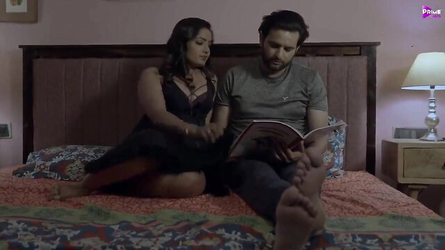 Sexy Asian coed in lingerie gets desi sex lessons from teacher on bed