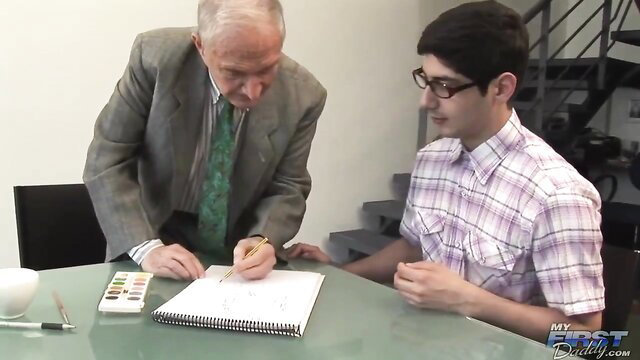 Old man 82 mentors young guy 22 in art, tender gay love story