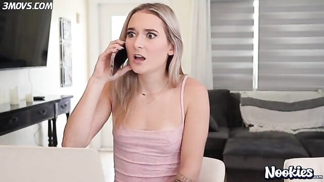 Thea Summers shocked on phone in pink top Nookies thumbnail
