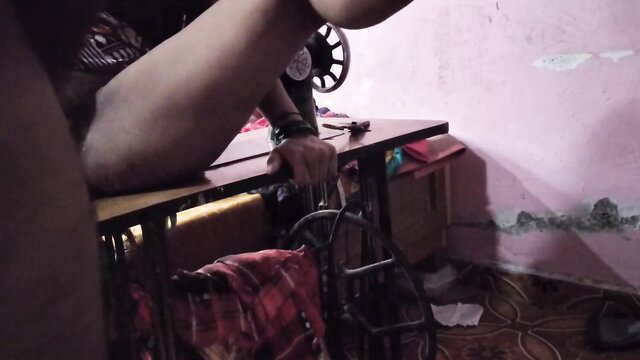 Desi Indian aunty brutally fucked bent over sewing machine