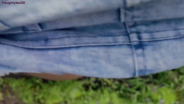 Hot Indian Bhabhi's tight jeans ass bent over in jungle morning