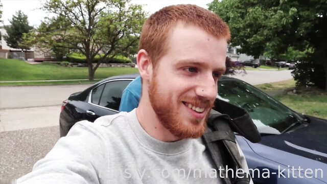 Mathemakitten redhead ginger guy smiling in car POV OnlyFans thumbnail
