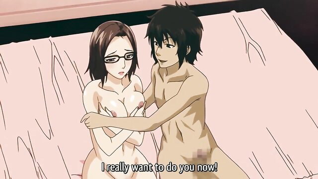 Cheating Milf with Glasses Embraces Naked Man on Bed, Wants to Fuck Now