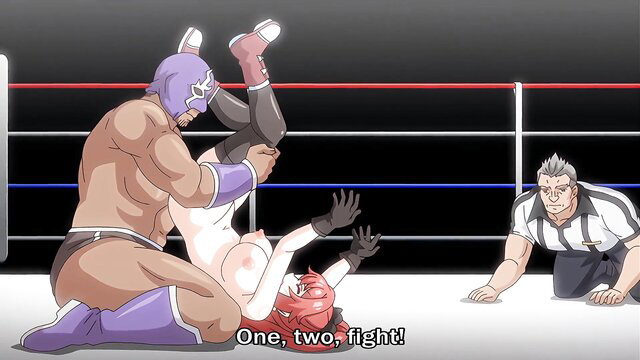 Hentai wrestler pins redhead fighter in MMA match pinfall count