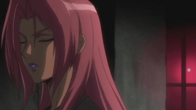 Pink-haired hentai babe Ingrid with huge tits in dark tentacle fuck scene