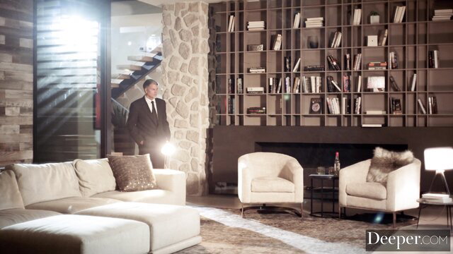 Gabbie Carter in sexy suit posing in luxury room