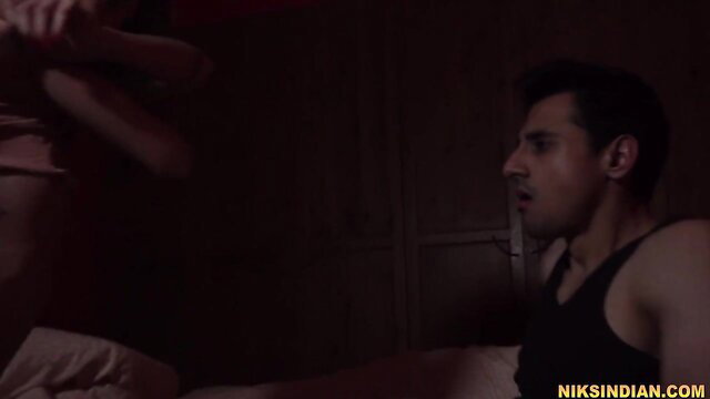 Hot NRI sister seduces brother in tank top, intimate bedroom tease