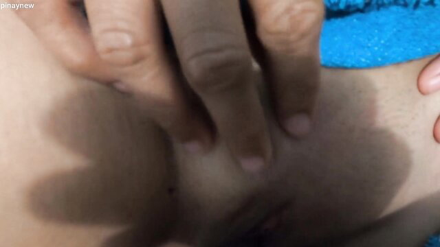 Pinay closeup standing pussy tease with hands spreading lips