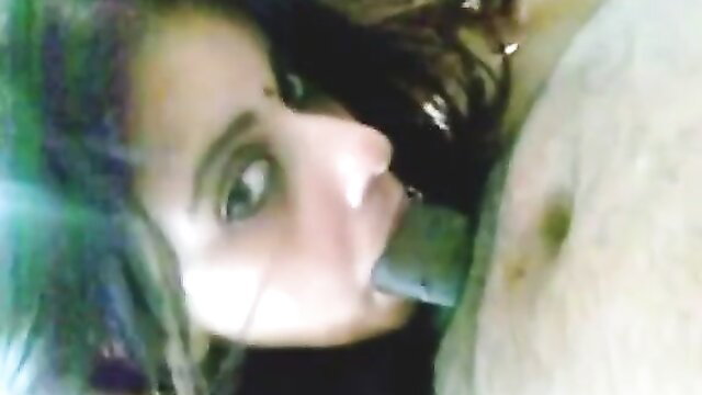 Petite brunette Indian GF gives sloppy head on cock closeup