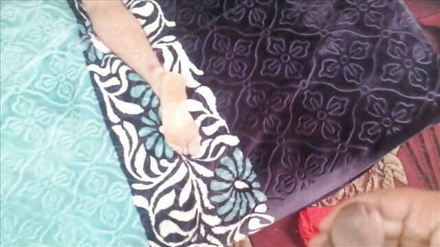 Salma Arabic foot fetish tease on bed, sexy soles closeup