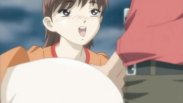 Anime burger shop girl smiling with coworker hand on her chest