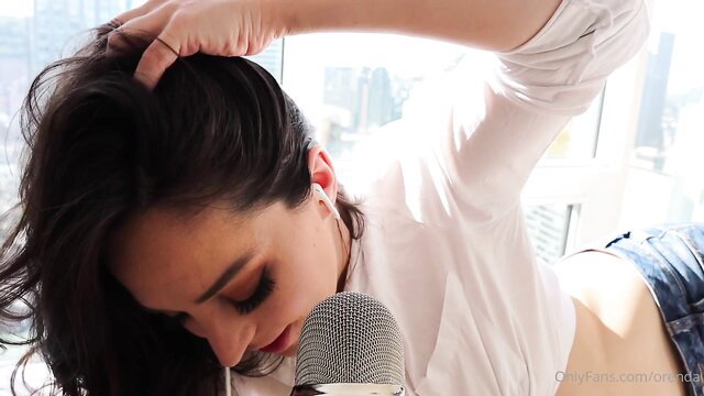 Orenda ASMR girlfriend roleplay cuddles closeup lips mic tease