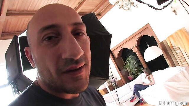 Bald man POV talks to teen girl in first anal porn preview