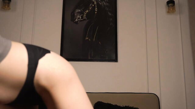 Kusssecka young shy student topless in tank top, teasing in bedroom