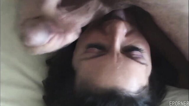 Brunette MILF titjob with big load between huge tits