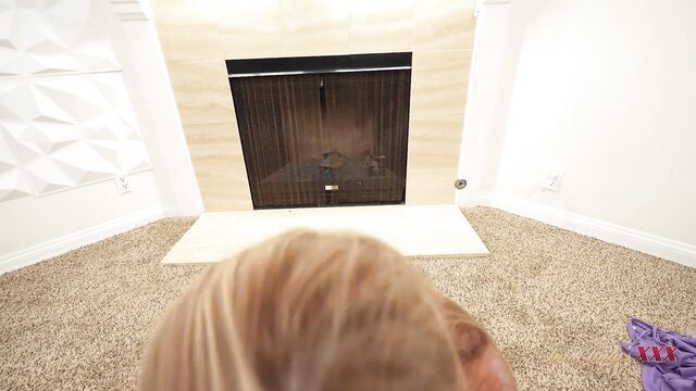 Blonde MILF Wendy Raine POV by cozy fireplace in step-auntie hookup vid