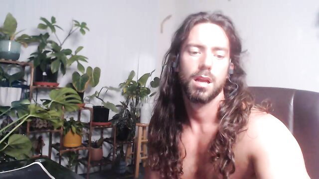 Hot long-haired bisexual man topless in amateur porn thumbnail