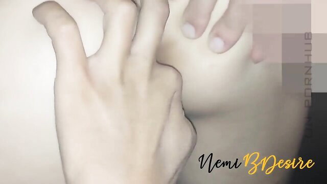 NemiBDesire pale hand spreads censored pussy ass public tease