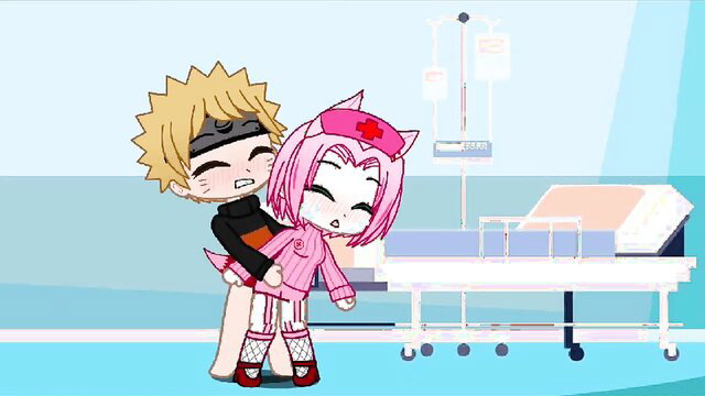 Naruto hentai: Fox girl Sakura nurse hugged by horny Naruto in hospital