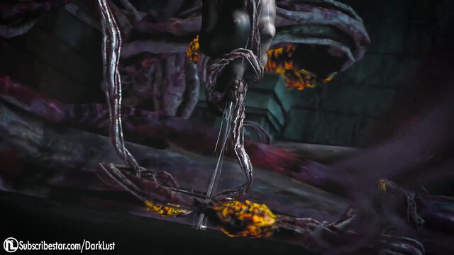 Broken Jedi slave bound in tentacles, Star Wars hentai by Darklust