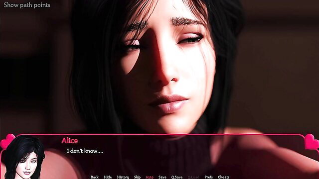 Alice closeup portrait, seductive eyes and lips in adult game