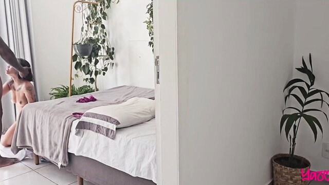 Nude girl masturbates listening to friends fucking nearby