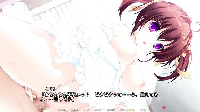 Cute redhead anime girl in white lingerie, big tits exposed, seductive pose