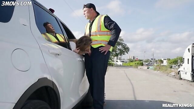 Brandy Renee sucks GI Joey's cock in car for Reality Kings