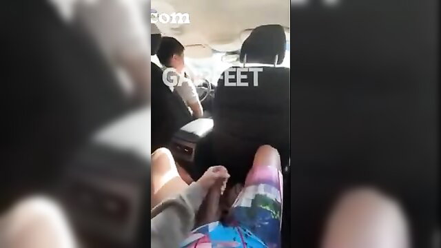 Amateur Asian girl feet worshipped by guy in car POV closeup