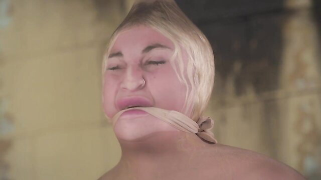 Blonde Zoey gagged and bound, joining Emily in BDSM training