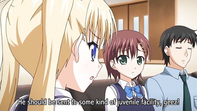 Blonde anime girl demands juvie for dirty dad in lewd family scene