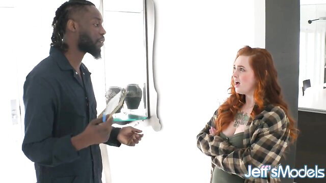 Adora Bell chubby redhead faces Rogue's BBC in flannel top