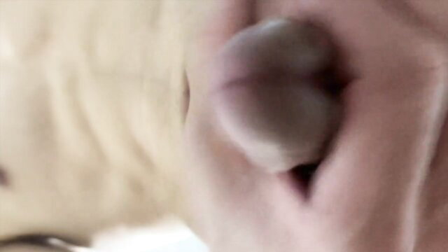 POV closeup of woman licking huge cock before facial cumshot