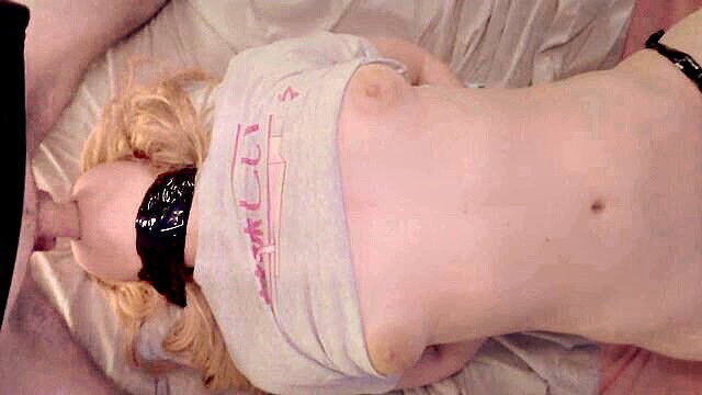 Estie Kay tied up blindfolded, curvy tits exposed in step sis bondage