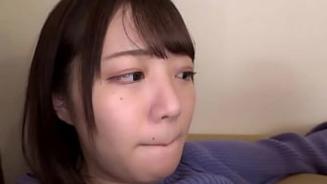 Cute Japanese JAV girl with bangs smirks in closeup, de M pervert convulsing in sex