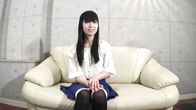 Yui Asakawa in 10musume amateur AV interview, cute Japanese teen on sofa