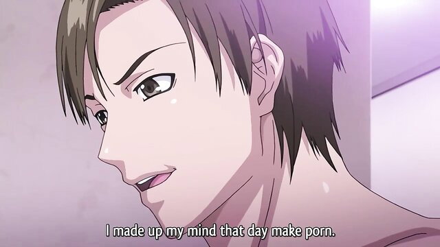 Anime man decides to make porn, intense hentai closeup