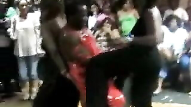 Black women worshiping male stripper's big cock at party