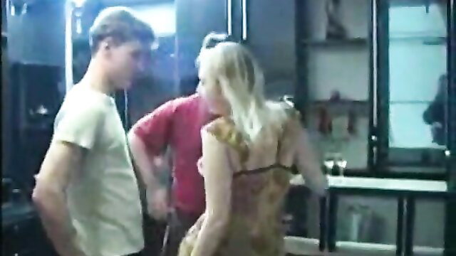 Amateur swinger party blonde in gold dress groped by two men