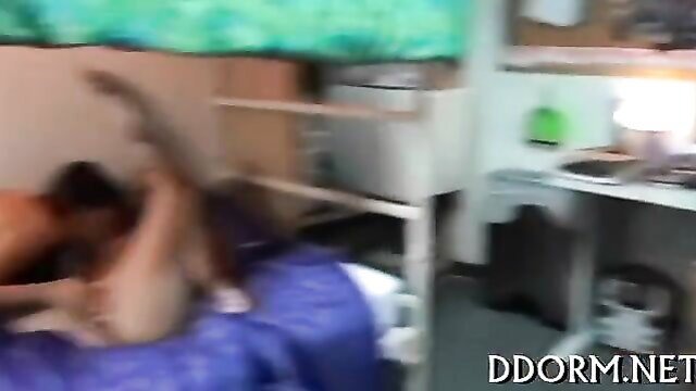 Blurry amateur couple fucking hard on dorm bed