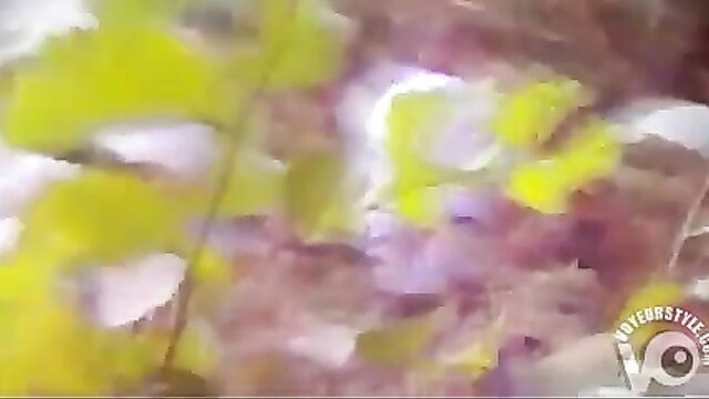 Man caught on cam fucking slut outdoors in bushes amateur style