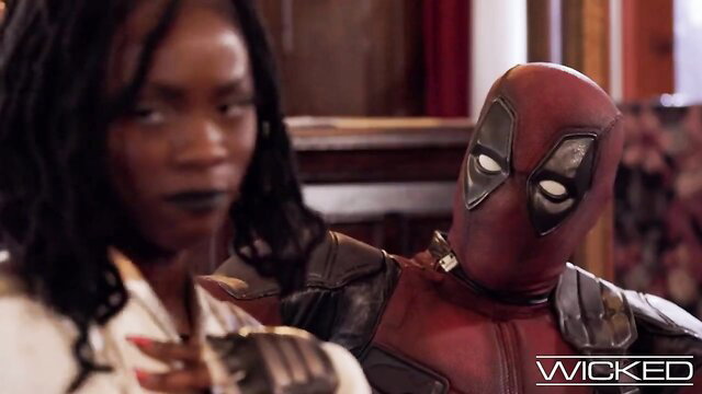 Deadpool fucks Monica Rambeau ripping her black costume reverse cowgirl